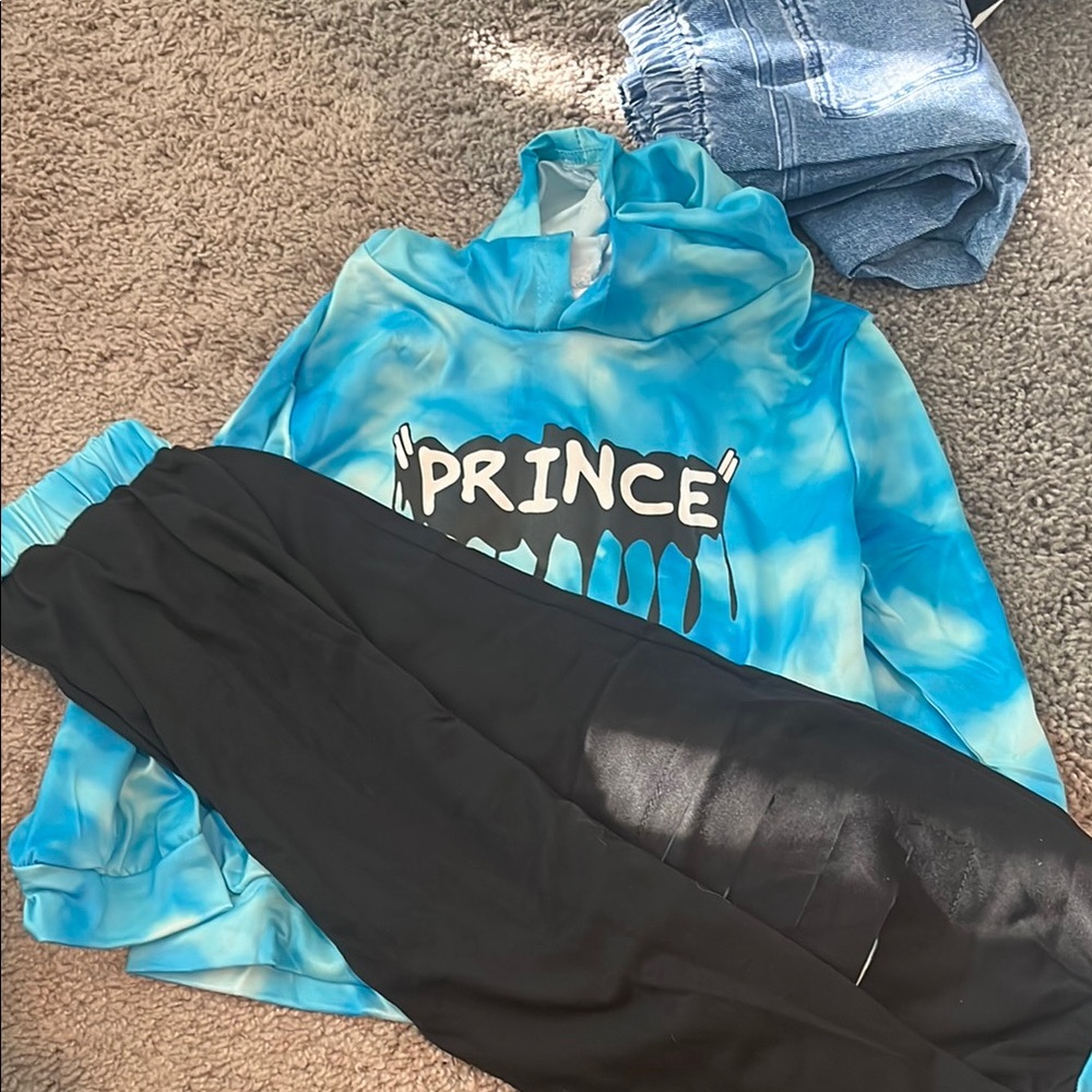 Blue Tie-Dye Hoodie with Black Pants